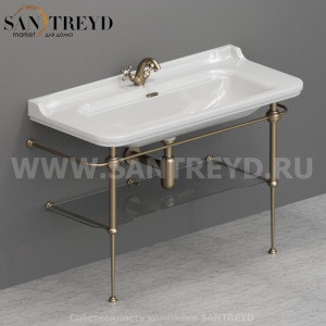 9203K3 Напольная структура из металла для умывальника 120 в комплекте с полочкой из стекла, цвет Бронзовый Kerasan Waldorf Италия