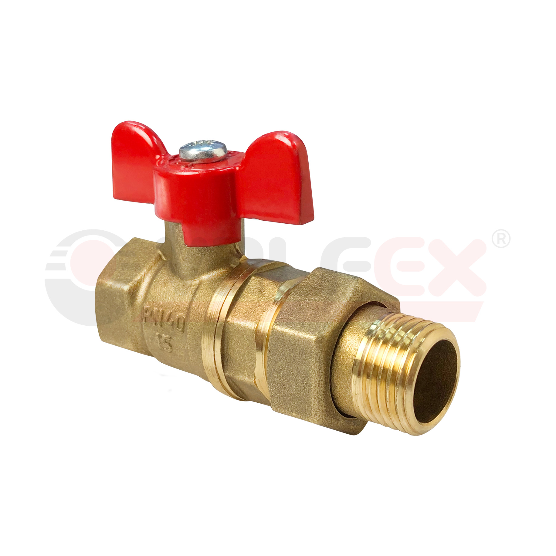 VF.227.LB1.114 Valfex Кран шаровой, с американкой, ручка-бабочка (внутр.-наруж.)  1 1/4" 