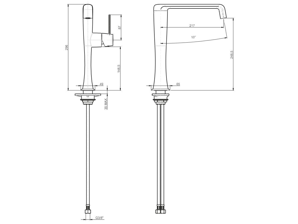 Однорычажный смеситель для кухни с поворотным изливом Rubinetterie Frattini Delizia ARCH-00105364 - Вид №5