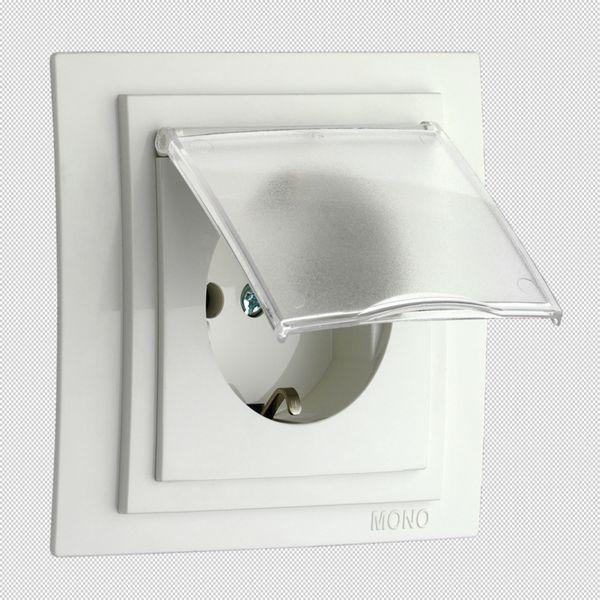 500-001921-118 Розетка 2К+З 16A 250V с крышкой винтовое подключение белый Mono Electric Despina/ Larissa