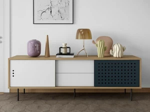 TemaHome Комод с раздвижными дверцами и ящиками из фанерованной древесины Dann