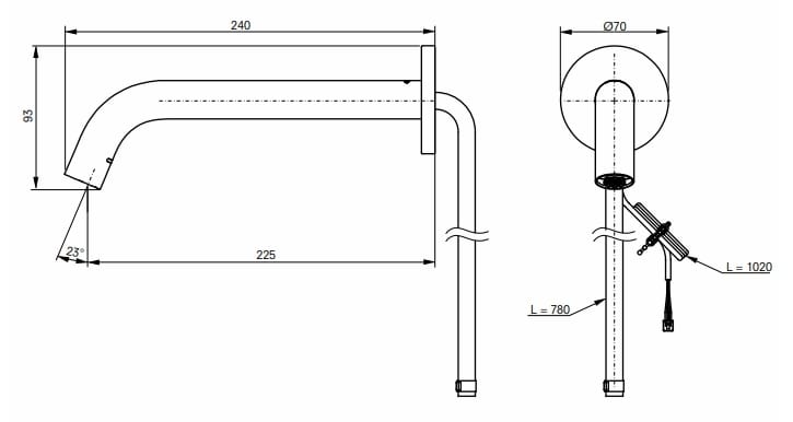 Электронный настенный смеситель для раковины TOTO TLE26010E ARCH-00059913 - Вид №2