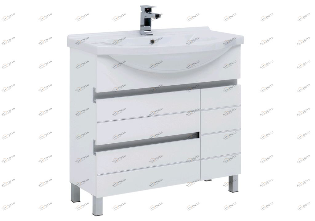 Тумба с раковиной Aquanet Доминика 90 L белый (раковина Эльбрус) 0023840700168865