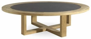 MANUTTI Низкий круглый садовый столик из тика Siena