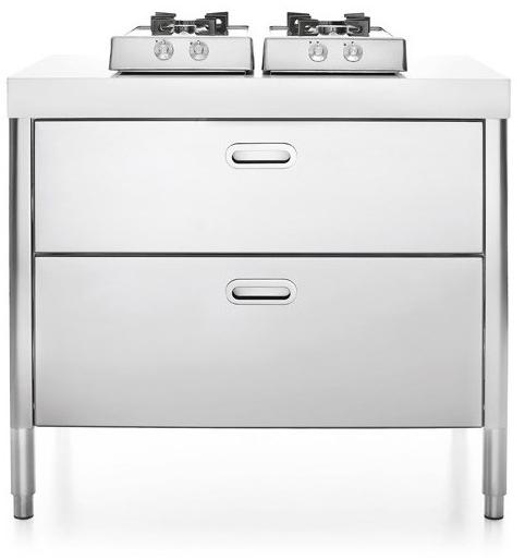 ALPES-INOX Отдельностоящий кухонный модуль из нержавеющей стали для варочной панели Liberi in cucina sun-id-1354322 - Вид №2