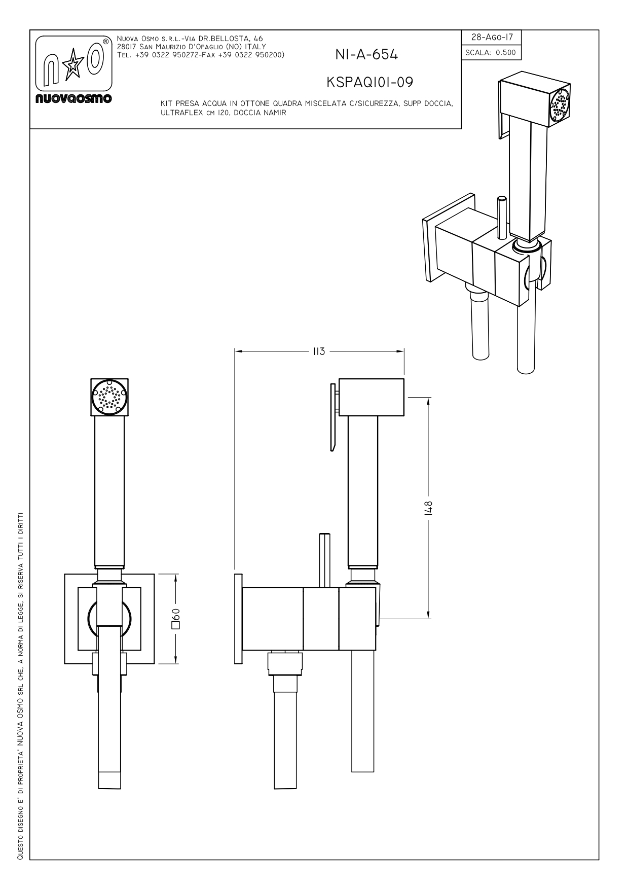 KSPAQ101-09ORO Гигиенический душ со смесителем , золото Graffio Namir  - Вид №2