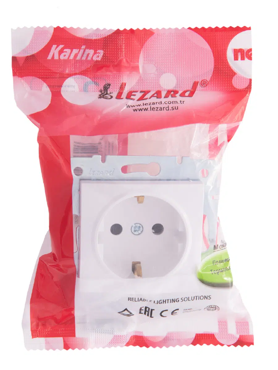 KARINA Розетка с защитой от детей сз белый LEZARD 707-0288-124В - Вид №6