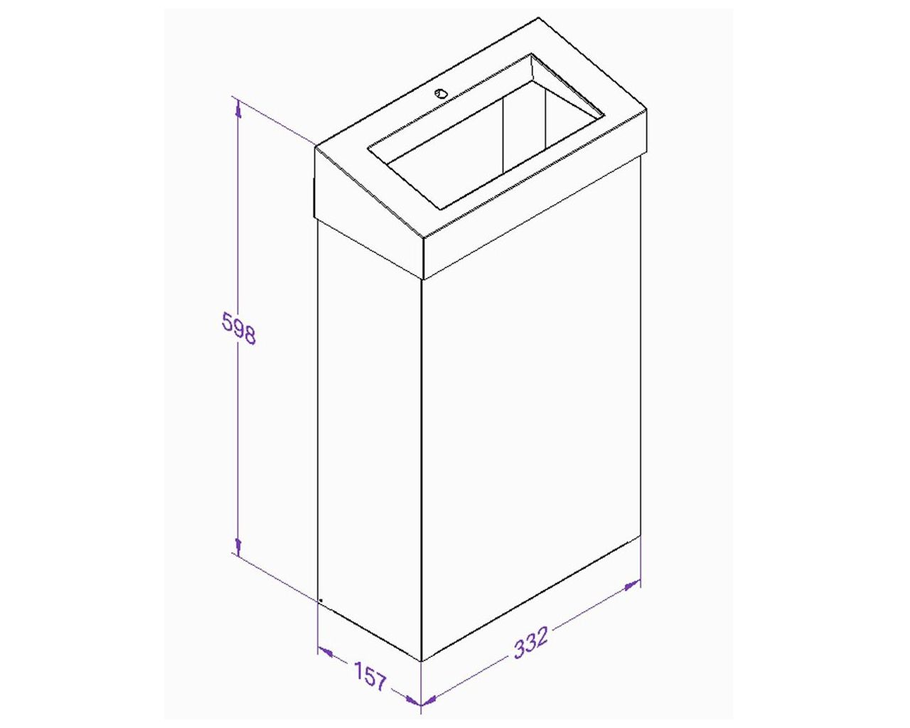 KSB107 Ведро для мусора открытое STELLA SLIM WHITE LINE, объем 27 л, белый Merida  - Вид №1