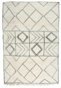 AFOLKI Прямоугольный шерстяной коврик с длинным ворсом и геометрическими мотивами Beni ourain Taa1120be