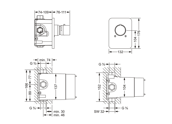 Термостат на ¾", внешняя часть JOERGER Plateau 630.40.555.000 - Вид №1