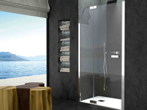 Алюминиевая и стеклянная душевая кабина с распашной дверью