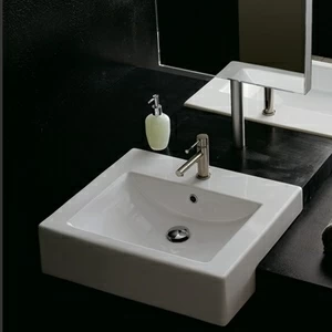 8007/D Полувстраиваемая раковина консольная 50 см белая Scarabeo SQUARE