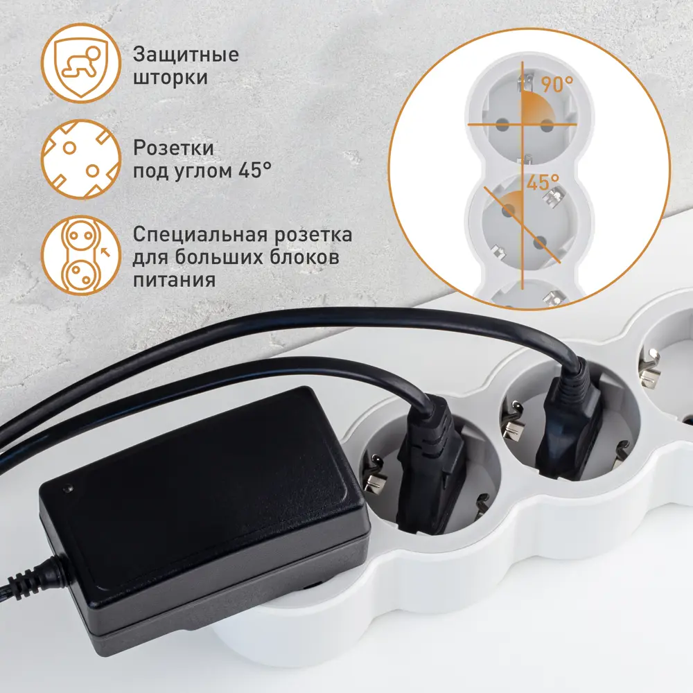 Удлинитель бытовой Legrand Стандарт 6 розеток с заземлением 3x1.5 мм 1.5 м 3680 Вт цвет бело-серый STLM-2195853 - Вид №6