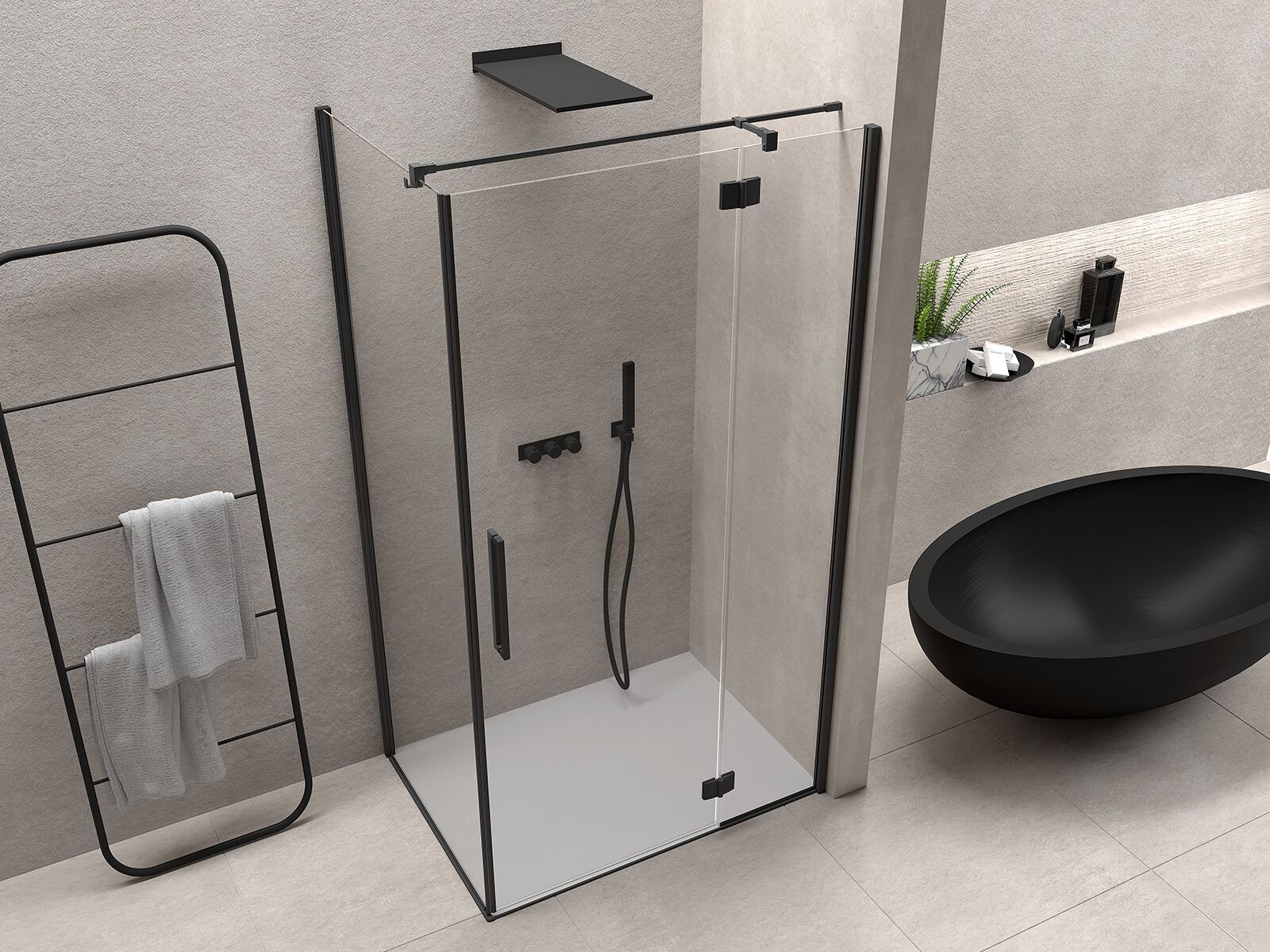 Алюминиевая и стеклянная угловая душевая кабина с распашной дверью CSA Box Doccia Алиса ARCH-00022313 - Вид №1