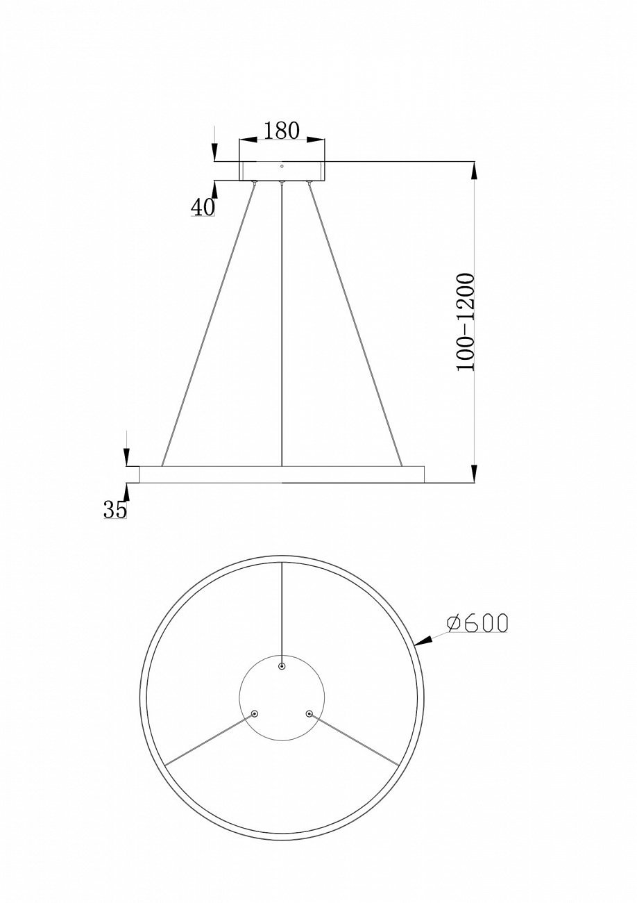 Светильник подвесной светодиодный с алюминиевым плафоном 60 см белый Rim MOD058PL-L32W4K TECHNICAL TECHNICAL 00-3957048 Белый  - Вид №1