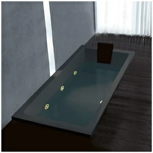 Ванна Gruppo treesse Quadra 170 V0727-DX-CZ чёрная с золотой фурнитурой гидромассажем прямоугольная встроенная правая