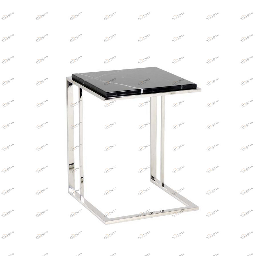 Прикроватный столик черный с мрамором Rubens от Delight Collection DELIGHT COLLECTION  242664 Хром;черный 