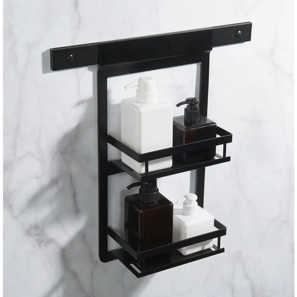 Полка для рейлинга подвесная Swensa Lund двухъярусная цвет чёрный STLM-2058443 - Вид №4