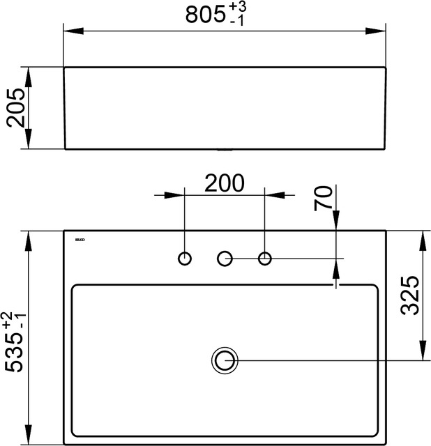 39061318003 Умывальник из минерального литья KEUCO Edition 90 - Вид №2