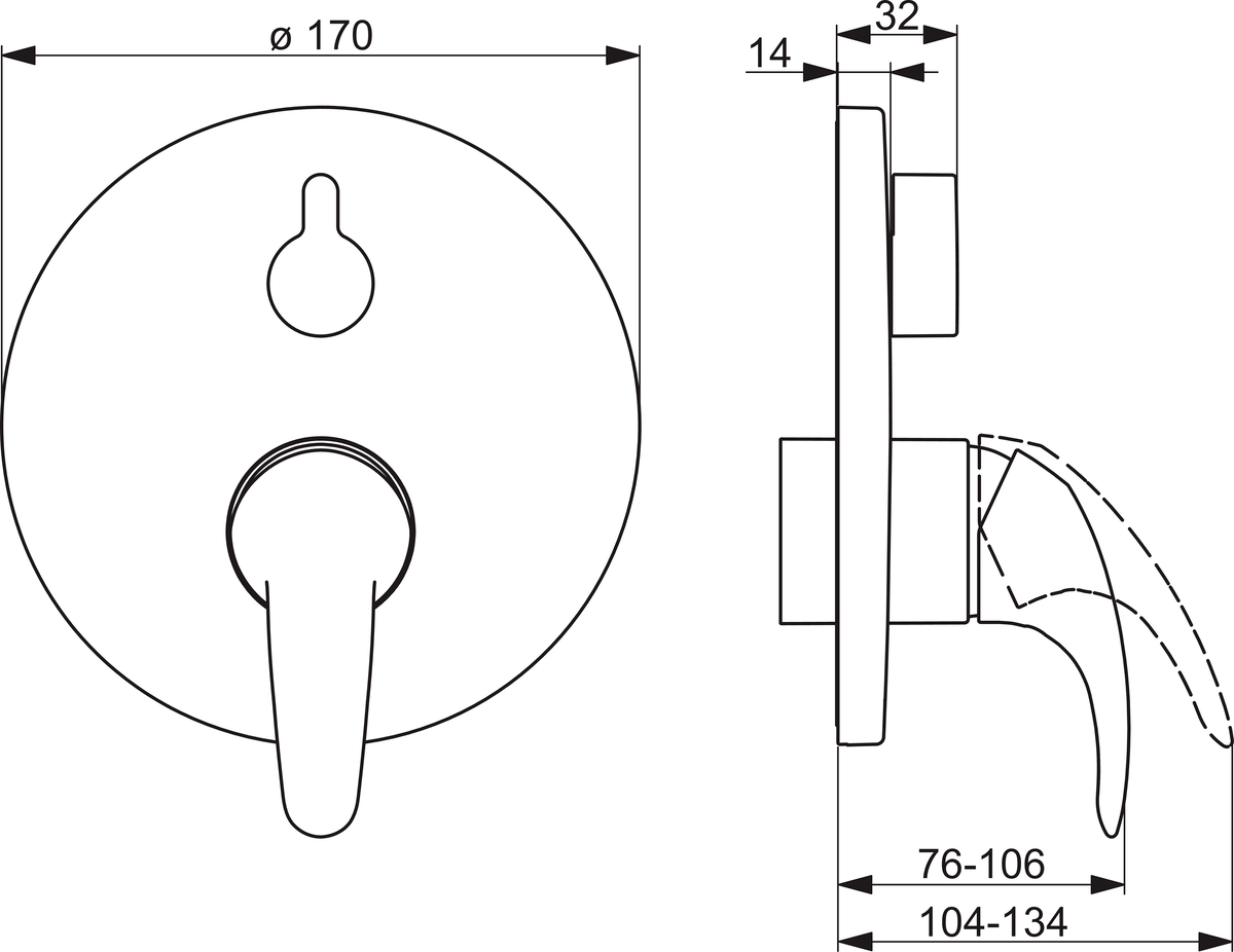 Oras 1443C Панель смесителя для ванны и душа 1443C Polara Хром  - Вид №1