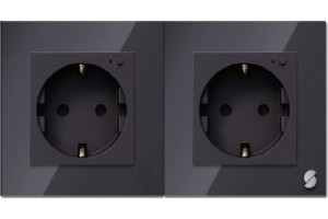 18818538 Умная встраиваемая розетка чёрная на два гнезда Powerswitch-W2 00-00011699 SIBLING