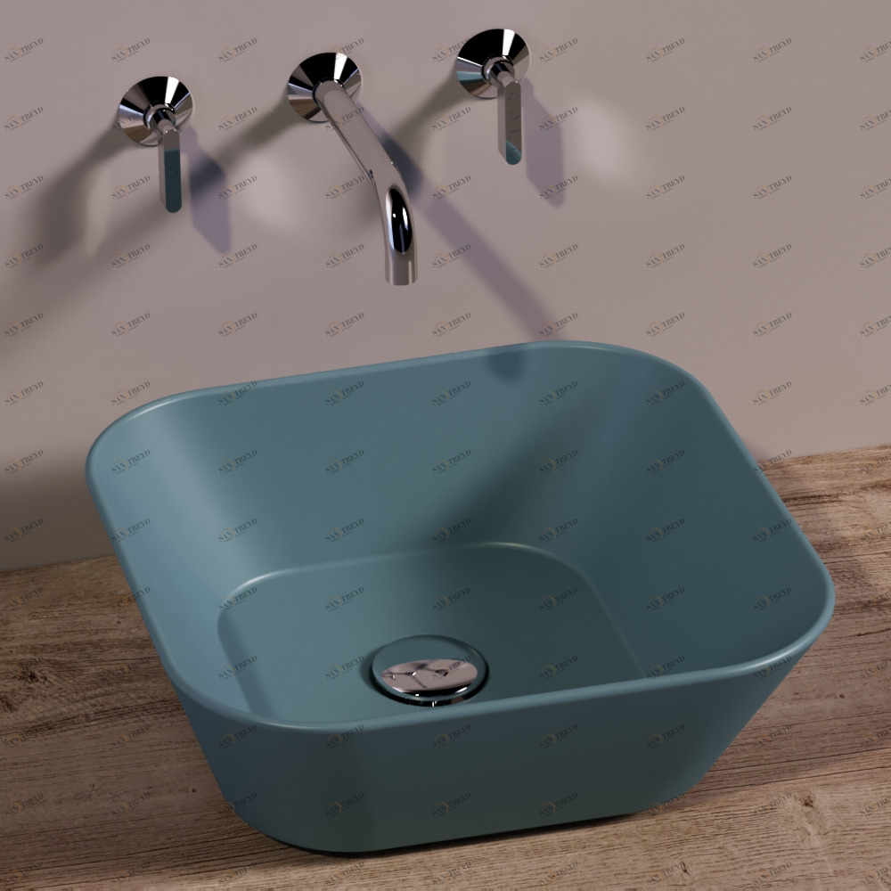 WA03NAVYMATT Накладная раковина на столешницу  квадратная Simas 