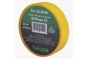 15830106 Изолента ПВХ 19 мм x 33 м, цвет желтый 263888 HAUPA