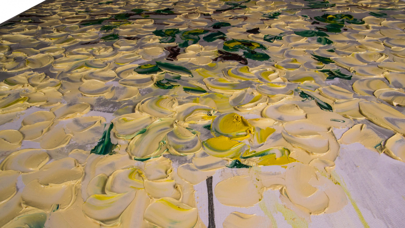 Картина на холсте 120х90 см "Белые цветы" EVENHOME КАРТИНЫ МАСЛОМ 130014 Белый;зеленый;серый;разноцветный  - Вид №2