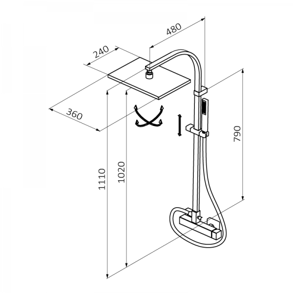 60467600 PREMIUM Chrome Смеситель для душа с колонкой Хром GRB MIXERS  - Вид №1