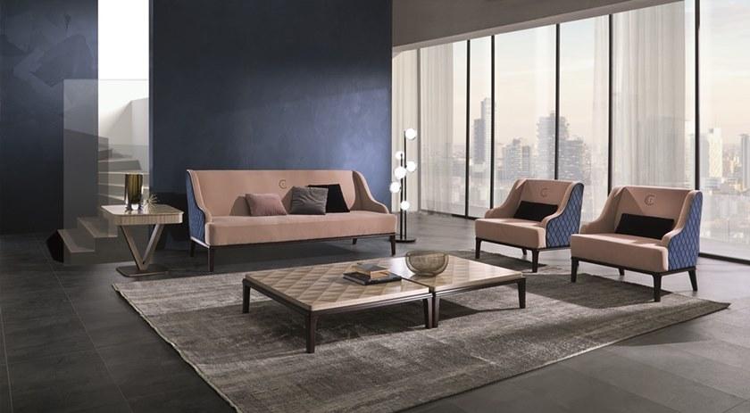 Carpanelli Кресло Bergere из ткани с подлокотниками Square Po65 - Вид №1