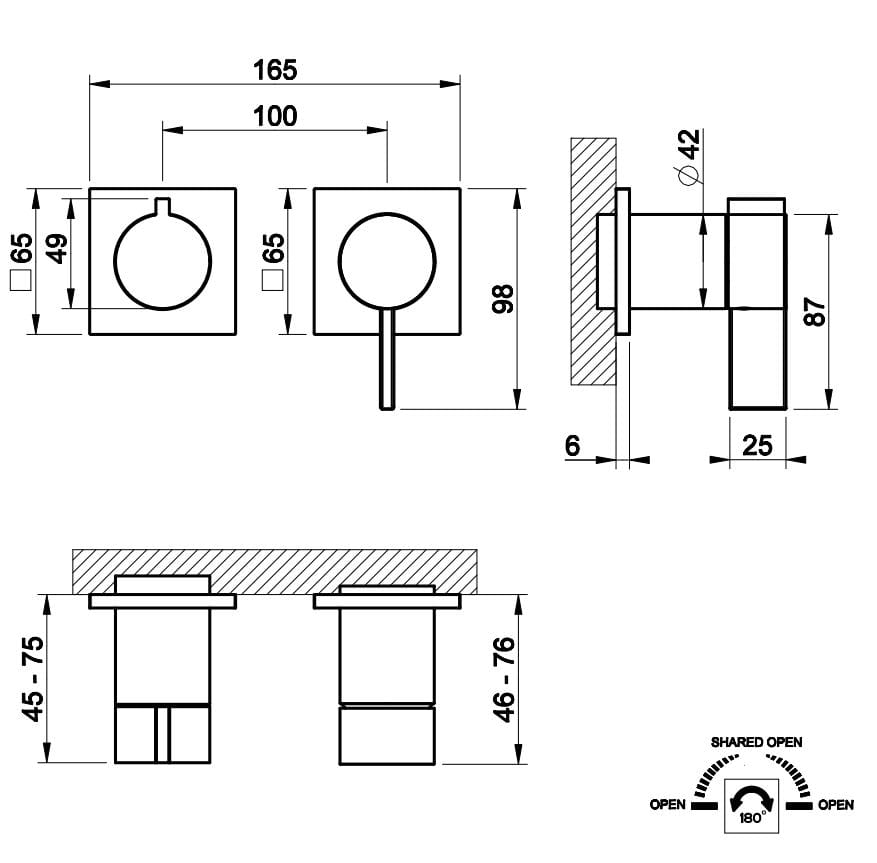 Смеситель для душа из хромированной латуни Gessi обратный ARCH-00128115 - Вид №1