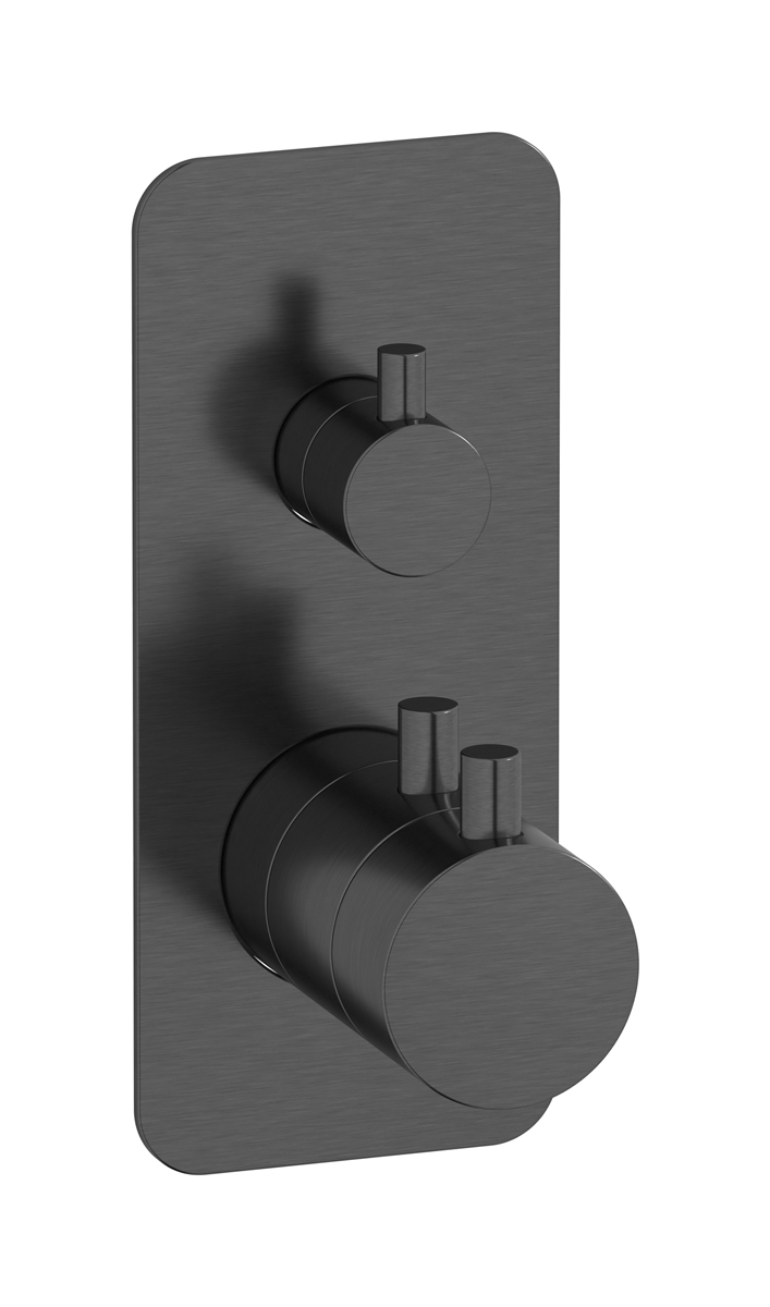 Термостатический настенный клапан для душевого смесителя с двухходовым дивертером. WE ARE IB mt610cs Brushed Black Chrome MilanoTorino 