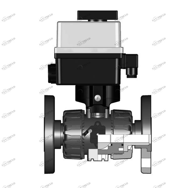 SANIT 72201501140 2/2-ходовой шаровой кран ВКД, ПП, д 20 - 63 г, фиксированный фланец 
