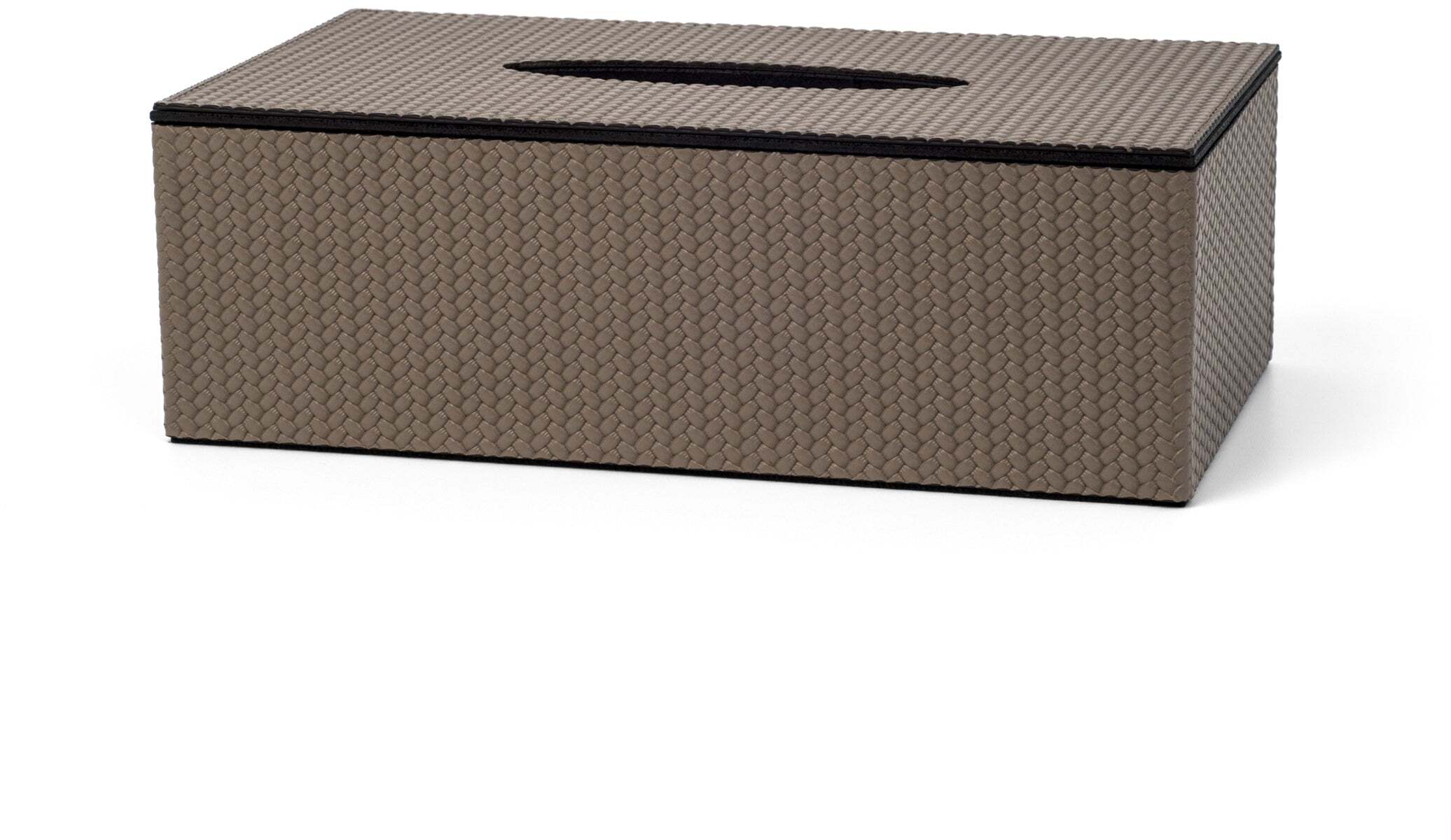 Прямоугольная коробка для салфеток с магнитной крышкой - 24X12XH7,5 см / тканая кожа_camel