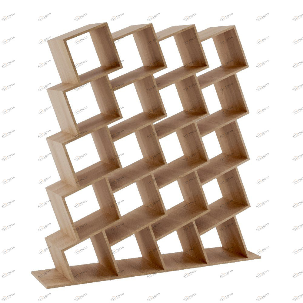 Стеллаж деревянный дизайнерский широкий дуб "Матрица на 4" от Odingeniy ODINGENIY СТЕЛЛАЖИ "МАТРИЦА" 178441 Бежевый 