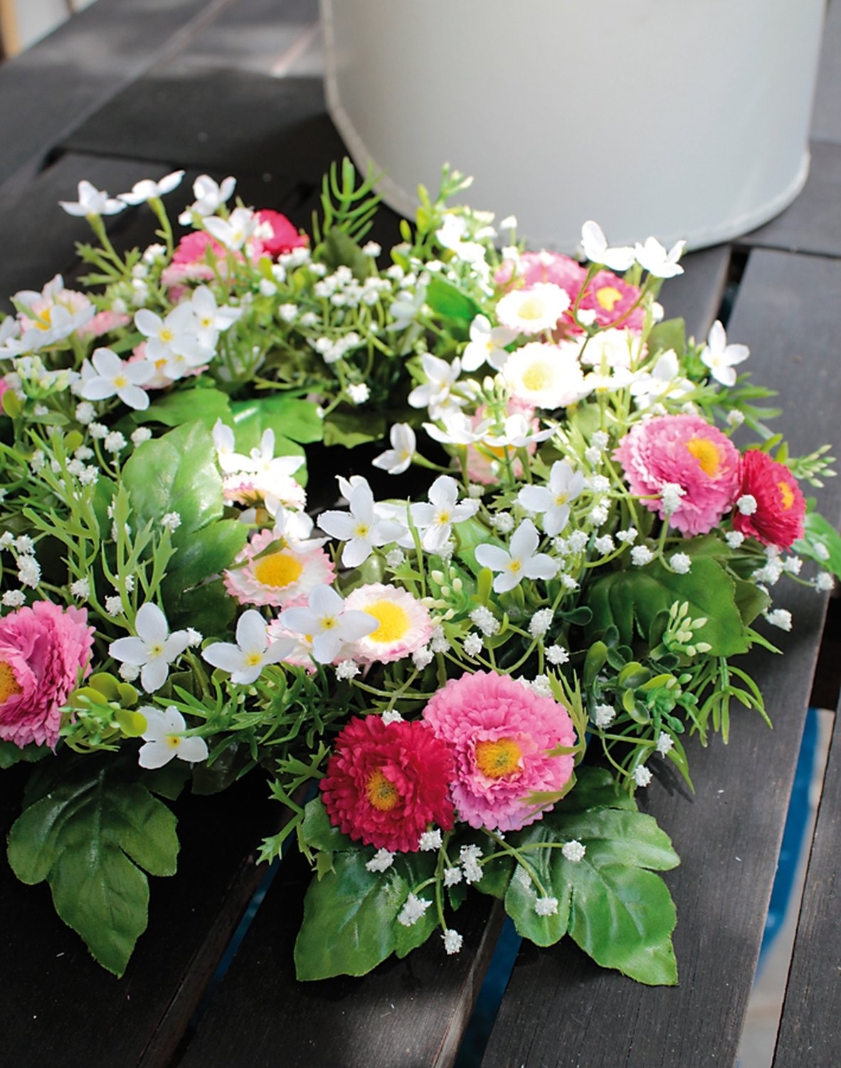 3163 510 a3 Венок из искусственных цветов 'Искусственные ромашки', Ø28см, розовый H-andreas 