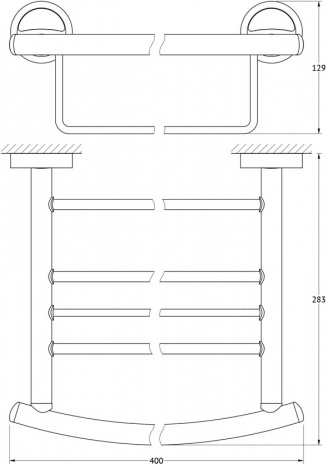 040 Полка для полотенец с нижним держателем 40 см ELL FBS Ellea - Вид №1
