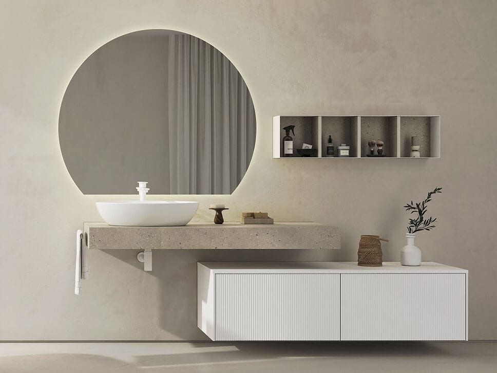 Деревянный одиночный подвесной умывальник с зеркалом LEGNOBAGNO Re-Stretch ARCH-00046234