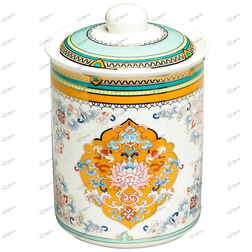 Банка для хранения с крышкой с желтым рисунком 800 мл GARDA DECOR  034448 Желтый;разноцветный 