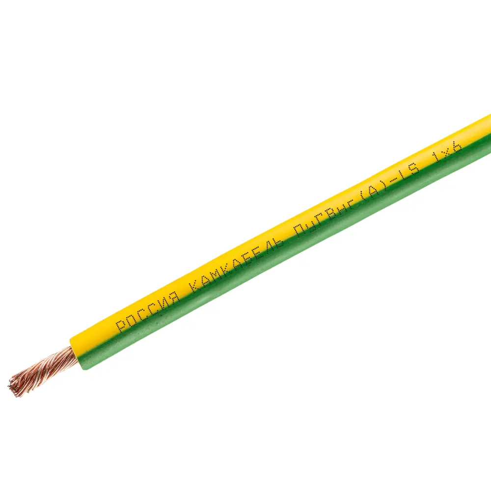 Провод Камкабель ПуГВнг(А)-LS 1x6 цвет зелено-желтый 200 м на отрез STLM-2143340