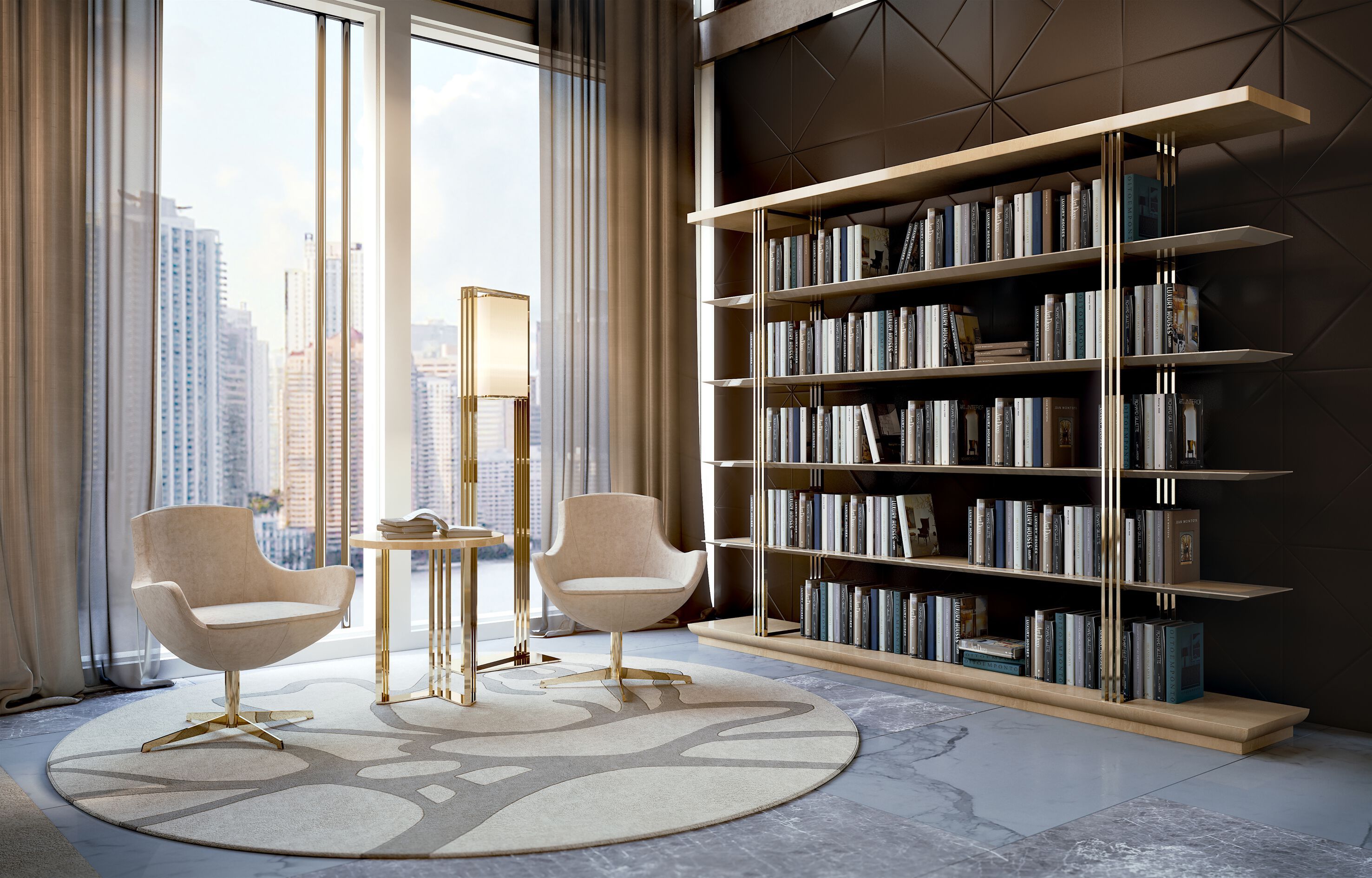 Высокий круглый мраморный журнальный столик Bizzotto Italia Symphony-Infinity ARCH-00101333 - Вид №2