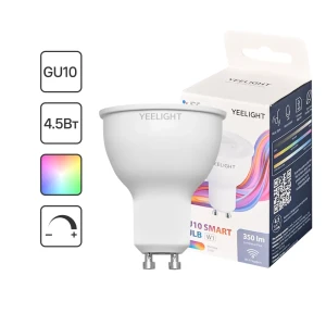 Лампа умная светодиодная Yeelight GU10 200-240 В 5 Вт спот прозрачная 350 лм регулируемый цвет света RGBW для диммера