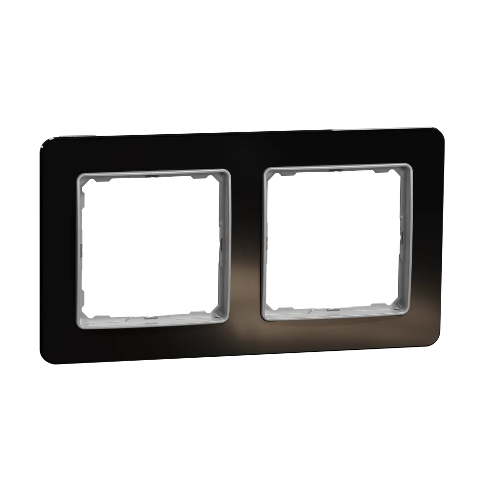 Рамка для розеток и выключателей Systeme Electric Sedna Design 2 поста, цвет чёрное стекло 84828397 STLM-2002893 - Вид №1