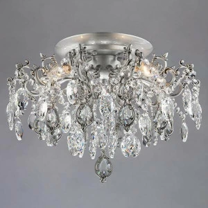 Люстра потолочная серебристая Bogates 276/5 Strotskis 276/5 BOGATES ДИЗАЙНЕРСКИЕ, СВЕЧИ 00-3888591 Прозрачный;серебро