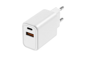 17527932 Сетевое зарядное устройство 2USB C PD +A QC, 20W, Белый, кабель MFI-С нейлон белый 1,5м 77255 Interstep