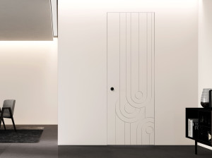 Деревянная стена заподлицо распашная дверь