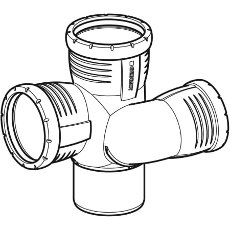 393.464.14.1 Крестовина Geberit Silent-Pro, левая со смещенным впуском и дополнительным отводом 87,5° Geberit  - Вид №1