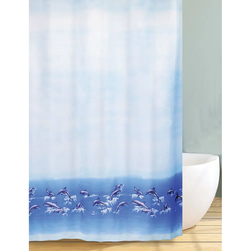 Штора для ванной комнаты «Bath Plus Dolphin Dance» 180x180 см цвет голубой Без серии STLM-2084104 - Вид №1