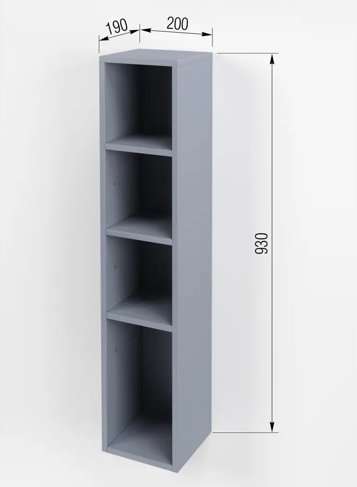 91132967 Шкафчик для ванной комнаты Regent Style ОШТ200 20x95x19см настенный цвет темно-серый STLM-0495387