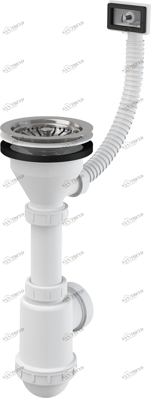 Сифон для мойки с нержавеющей peшeткой DN115 и гофропереливом ALCAPLAST A447DN5040